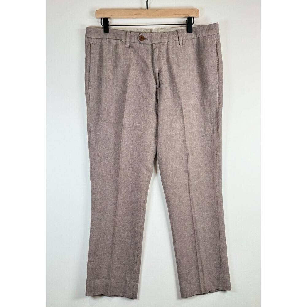 Bonobos Mens Dress Pants Brown Straight Leg Flat Front Trouser Slacks 35x30